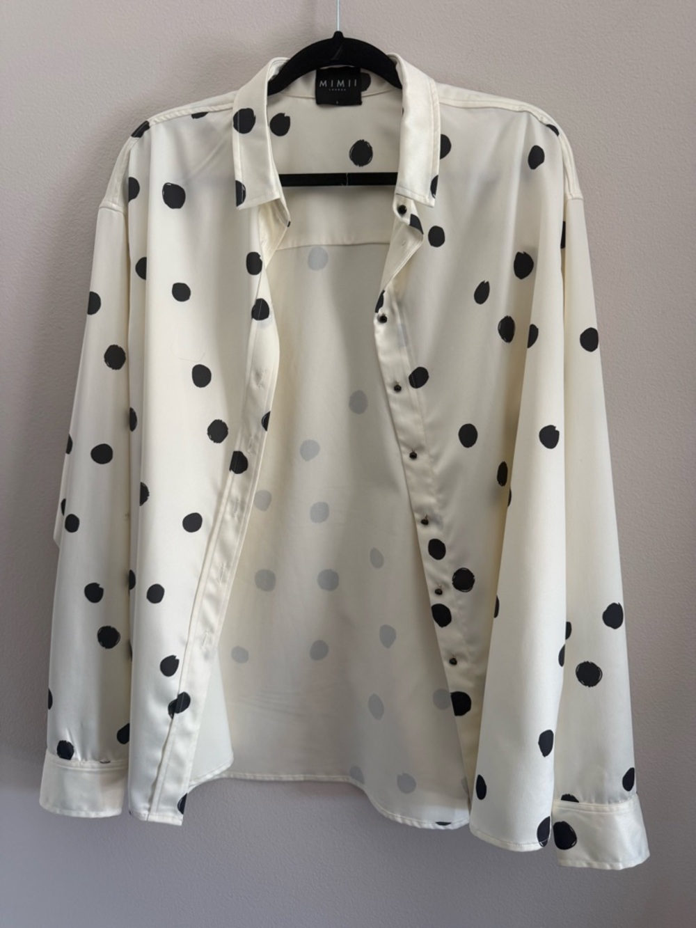 MIMI Women's Black and White/Ivory Polka Dot Button-Up Shirt And Pants Set - Picture 4 of 9